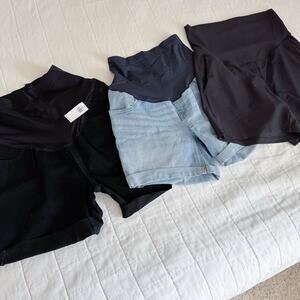 Old Navy Maternity Shorts Lot Of 4, One NWT, Denim And 2 Active Size 6 And Small